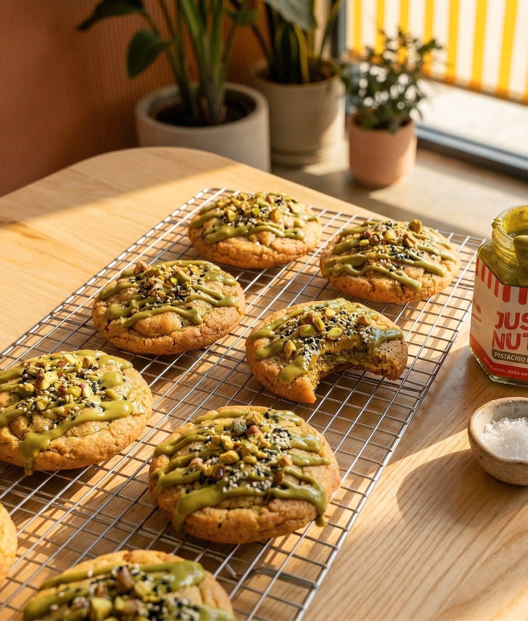 Sesame & Pistachio Cookies with Pistachio Drizzle