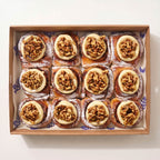 Walnut butterscotch cinnamon scroll box — Christchurch cinnamon roll catering, Blue Moon Bakehouse