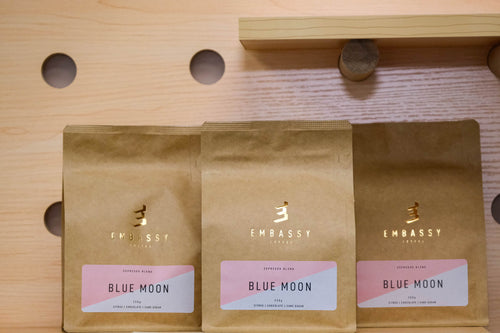 150g bag of Blue Moon Blend specialty roasted coffee beans