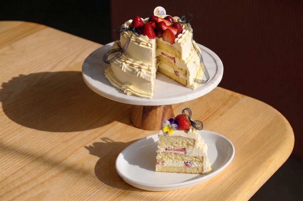 A strawberry shortcake with vanilla buttercream, by christchurch bakery Blue Moon Bakehouse, with premium looks and high quality ingredients only.