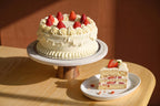 8 inch strawberry shortcake with light sponge strawberries and whipped cream from Blue Moon Bakehouse