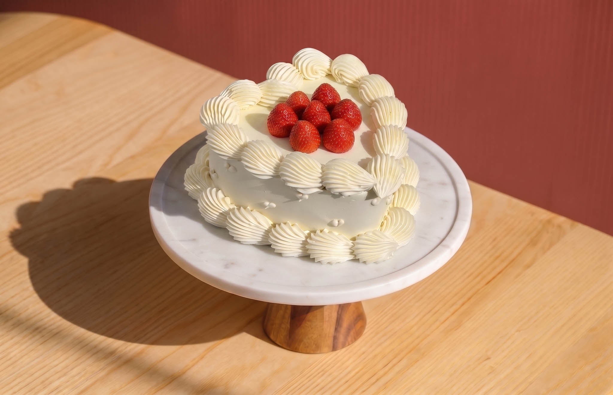 heart shape strawberry shortcake by Blue Moon Bakehouse in Christchurch
double layered with cream and strawberry in the middle